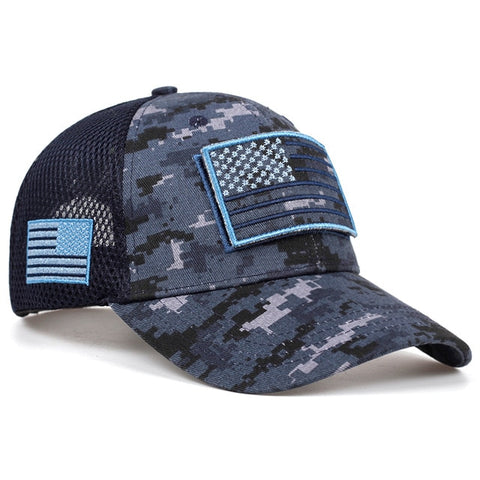 tactical camouflage baseball caps men's summer mesh military army hats designed baseball caps with stripes of the USA flag - US Tactical Warehouse